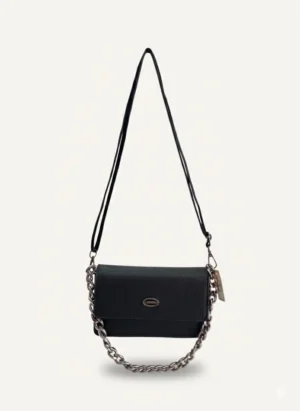 Bolsa XQ Feminina Preta Fosca Couro Granulado Compacta Casual