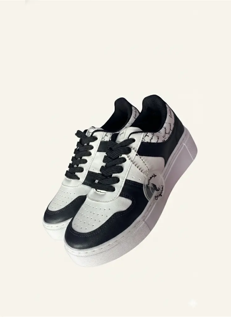 Tênis Sal e Pimenta Casual Preto e Branco com Ventilação para Conforto Diário Tamanhos 35 a 38