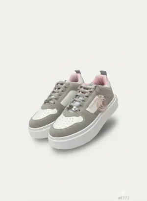 Sal e Pimenta Tênis Casual Feminino Cinza Branco Com Chaveiro Removível