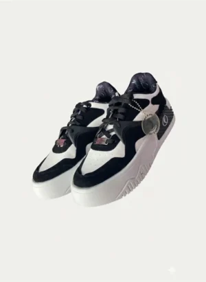 Tênis Sal e Pimenta Couro Preto e Branco Design Moderno Esportivo Tamanhos 34 a 39